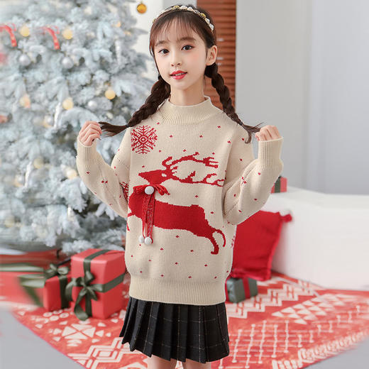 【儿童红色新年毛衣】宝宝拜年服女童毛衣女大童2020年新款毛衣 商品图1