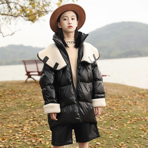 【品牌女童羽绒服白鸭绒】儿童冬装羽绒服短款加厚大童面包服轻薄免洗 商品图2