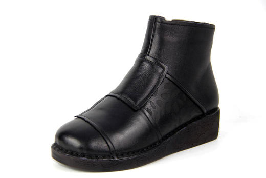 豪行冬款20492180棉鞋短靴子真皮软底加绒保暖舒适女皮鞋防滑底鞋 商品图1