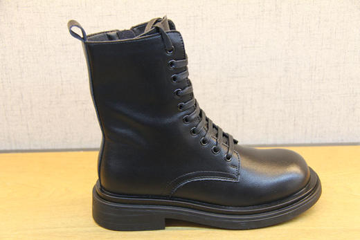 豪行冬款20478501马丁靴加绒黑色英伦风百搭女鞋拉链潮ins瘦瘦靴 商品图2