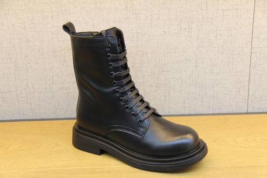 豪行冬款20478501马丁靴加绒黑色英伦风百搭女鞋拉链潮ins瘦瘦靴 商品图3