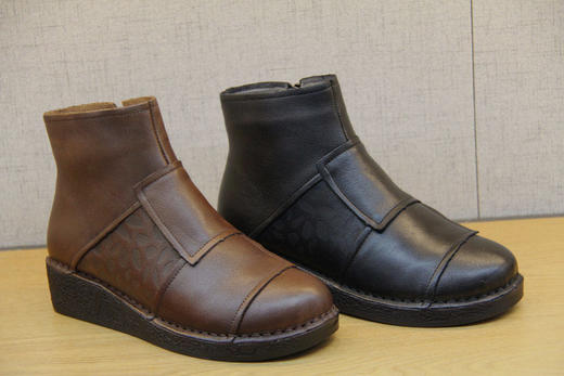 豪行冬款20492180棉鞋短靴子真皮软底加绒保暖舒适女皮鞋防滑底鞋 商品图2
