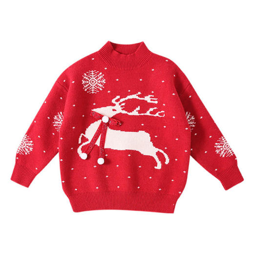 【儿童红色新年毛衣】宝宝拜年服女童毛衣女大童2020年新款毛衣 商品图2