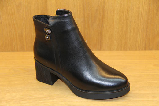 豪行冬季新款29428216时尚女短靴真皮粗中跟牛皮女士皮靴加绒冬靴 商品图2