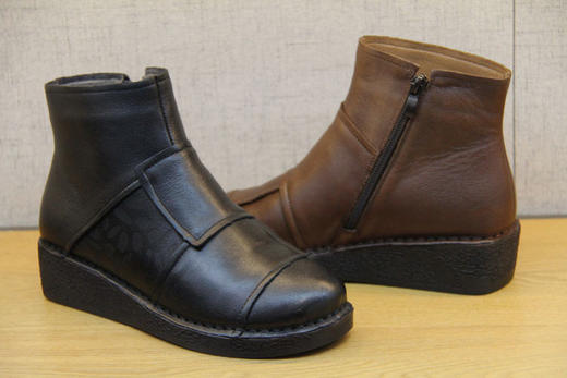 豪行冬款20492180棉鞋短靴子真皮软底加绒保暖舒适女皮鞋防滑底鞋 商品图4