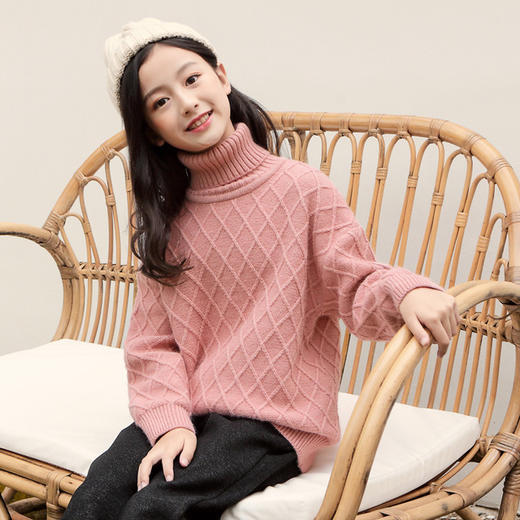 【女童新款高领毛衣秋冬加绒加厚】2020儿童毛衣女大童白色高领打底衫 商品图5