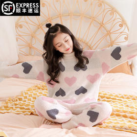 【韩国珊瑚绒儿童睡衣套装】秋冬女童睡衣可爱加厚长袖中大童家居服女