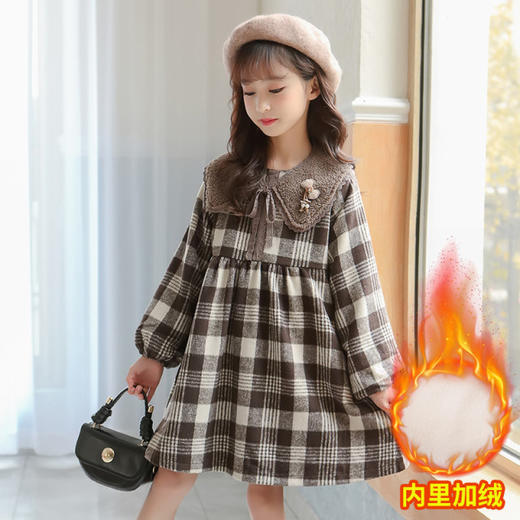 【女童法式复古公主裙】秋冬毛呢格子裙女打底裙子内搭女秋冬连衣裙 商品图0