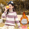 【韩版女童一体绒高领针织毛衣】加绒加厚条纹新款2020毛衣秋冬打底衫 商品缩略图4