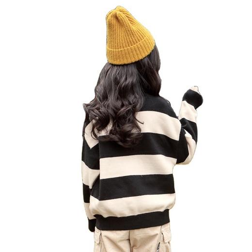 【韩版女童一体绒高领针织毛衣】加绒加厚条纹新款2020毛衣秋冬打底衫 商品图3