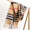 日本100%绵羊毛大格子围巾披肩(礼盒装) 驼色格子 197*67cm 商品缩略图3