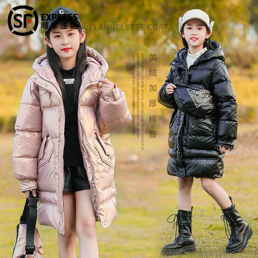 【秋冬新款韩版宽松女童棉服中长款】棉袄女2020年学生面包服中大童中长款 商品图0