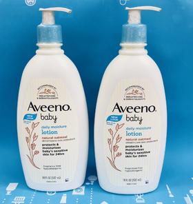 美国艾维诺Aveeno燕麦婴儿身体保湿乳液浅蓝色532ml新包装（019410）