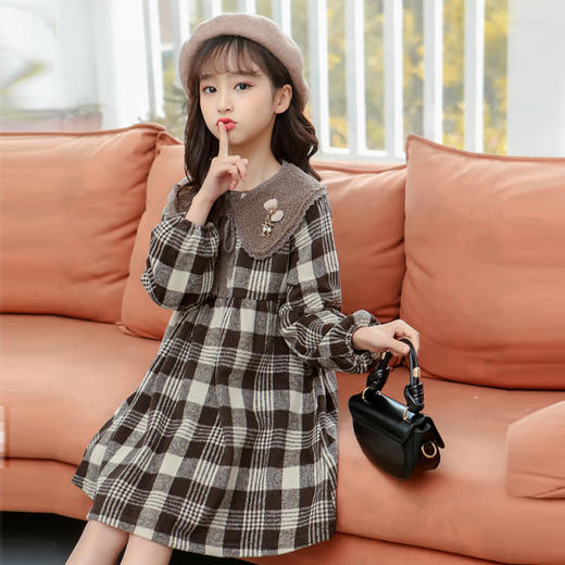 【女童法式复古公主裙】秋冬毛呢格子裙女打底裙子内搭女秋冬连衣裙 商品图4