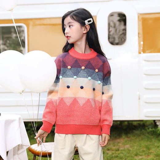 【女童加绒加厚毛衣秋冬新款】2020儿童中大童打底针织衫宽松毛线衣 商品图7