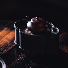 学古海棠壶承纯锡手工壶承葵花纹落水茶船分盖式建水