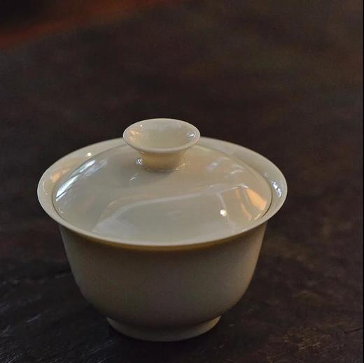 学古 | 手工象牙黄釉盖碗 商品图0