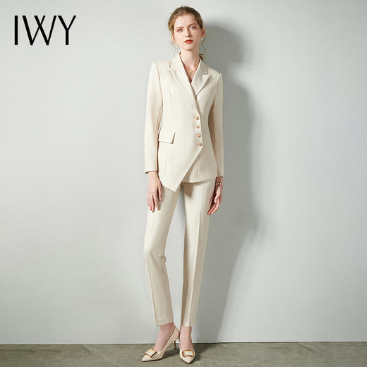 IWY/美容院高端白色西服西装套装女职业商务单排扣干练面试正装CP10407 商品图1