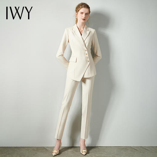 IWY/美容院高端白色西服西装套装女职业商务单排扣干练面试正装CP10407 商品图0