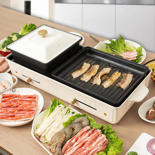 北欧欧慕火锅烧烤涮烤一体锅多功能家用烧烤炉无烟电烤肉机大容量 商品图4