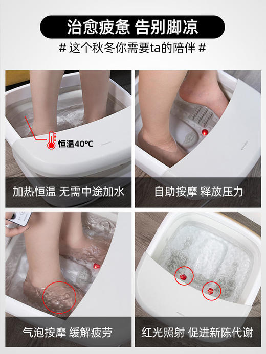 北欧欧慕可折叠足浴盆器自动按摩洗脚盆电动加热家用恒温泡脚桶 商品图4