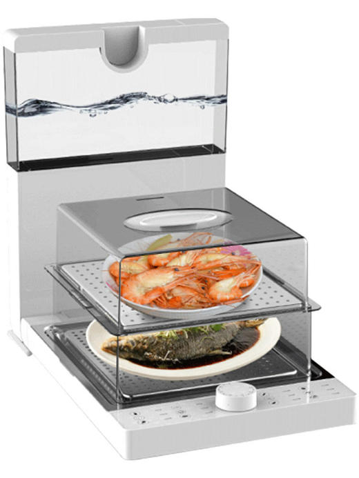 北欧欧慕折叠电蒸锅蒸箱蒸汽笼多功能家用料理机透明大小容量三层 商品图1