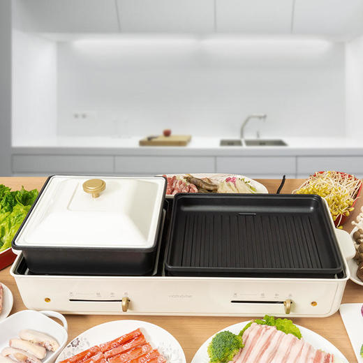 北欧欧慕火锅烧烤涮烤一体锅多功能家用烧烤炉无烟电烤肉机大容量 商品图0