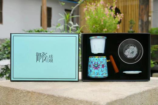 御瓷珐琅彩办公杯 含保温垫 人走不怕茶凉 礼盒装 商品图0