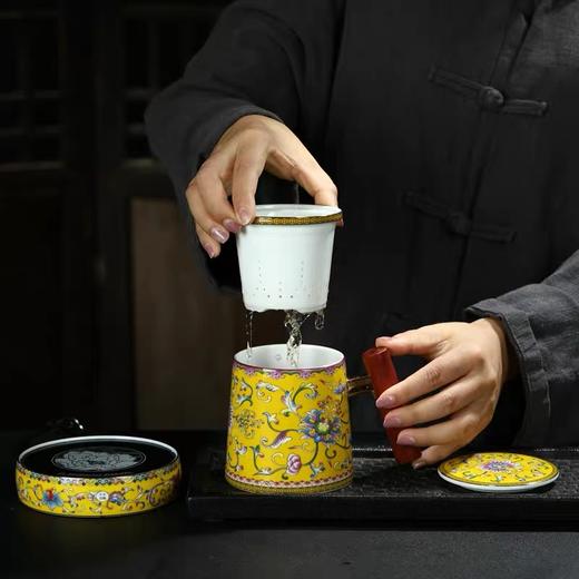 御瓷珐琅彩办公杯 含保温垫 人走不怕茶凉 礼盒装 商品图5