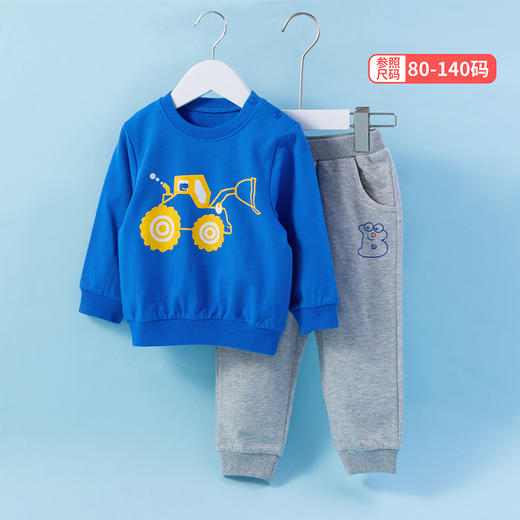 贝贝怡童宝宝卡通帅气休闲工程车两件套套装 商品图4
