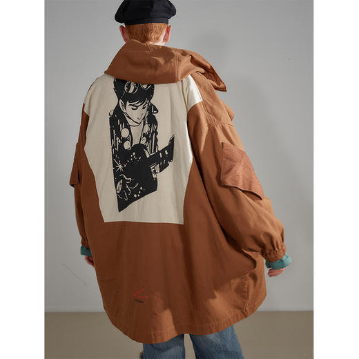 UMAMIISM UM20FW-2236 动漫doublet-face正反穿羊羔绒马甲鱼骨纹派克大衣 商品图1