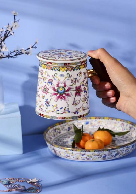 御瓷珐琅彩办公杯 含保温垫 人走不怕茶凉 礼盒装 商品图8