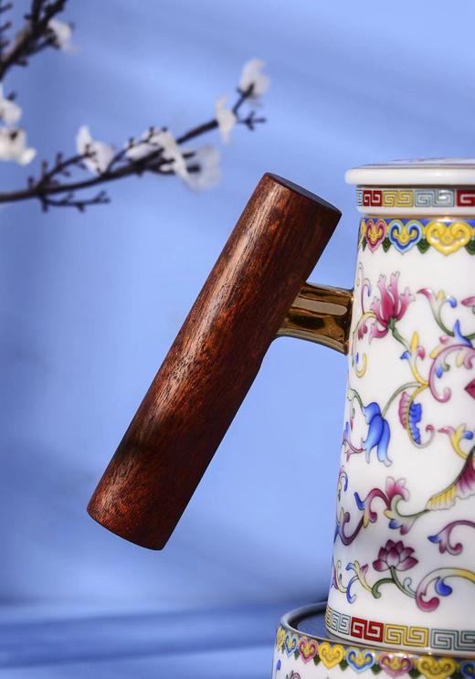 御瓷珐琅彩办公杯 含保温垫 人走不怕茶凉 礼盒装 商品图7