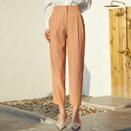 欧芮儿春新款高腰显瘦条纹休闲裤 商品图1