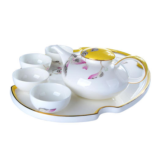 陶园梦墨叶金辉茶具8件套功夫茶套装家用办公 商品图0