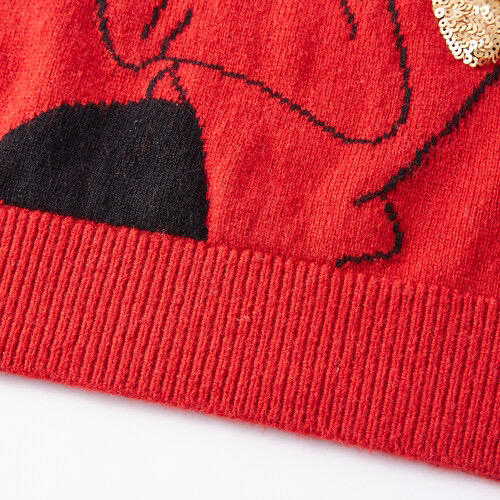 ME&CITY
直身略宽松版迪士尼IP牛形象提花平整嵌花工艺亮片刺绣工艺毛衫 商品图7