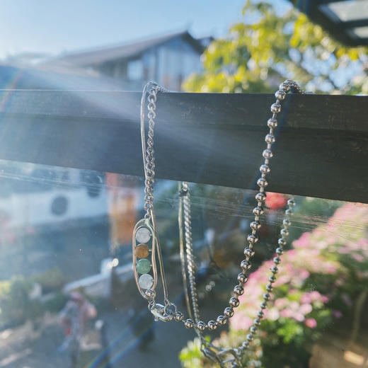 福豆纯银翡翠项链（福禄寿喜） 商品图2