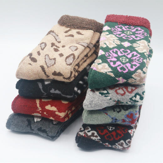 老人袜子女兔毛加厚加绒秋冬季妈妈奶奶长款冬保暖中年下雪天