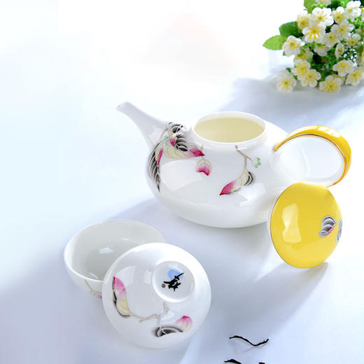 陶园梦墨叶金辉茶具8件套功夫茶套装家用办公 商品图1