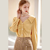 欧芮儿黄色长袖衬衫女春新款娃娃领气质显瘦优雅通勤职场抽褶衬衣 商品缩略图2