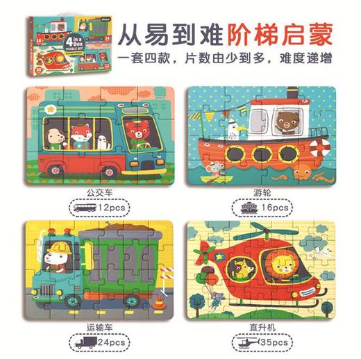 【儿童玩具】*益智幼儿园宝宝玩具 男女孩由简到难进阶四合一平面拼图 商品图1