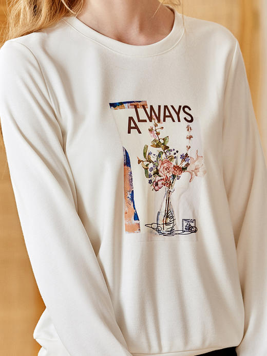 欧芮儿印花长袖卫衣女春季新款套头圆领减龄俏皮洋气休闲保暖上衣 商品图2