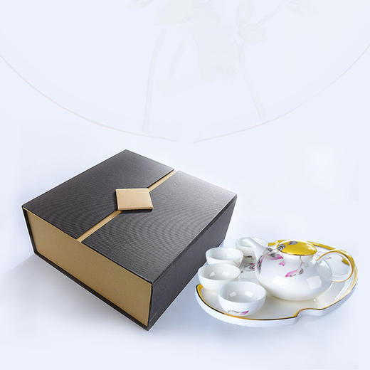陶园梦墨叶金辉茶具8件套功夫茶套装家用办公 商品图3