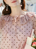 欧芮儿夏新款娃娃领长袖波点雪纺衫女宽松蕾丝打底衫上衣 商品缩略图3