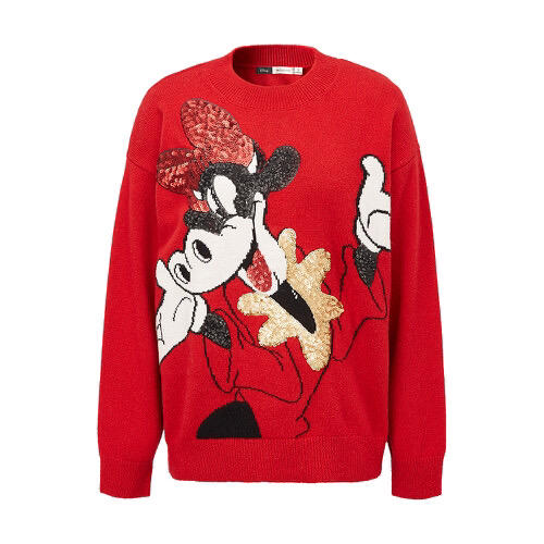 ME&CITY
直身略宽松版迪士尼IP牛形象提花平整嵌花工艺亮片刺绣工艺毛衫 商品图0