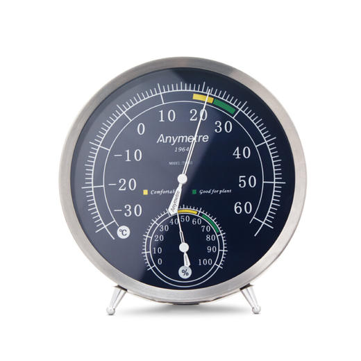 德国机芯精制不锈钢温湿度两用测量计超大表盘 商品图1