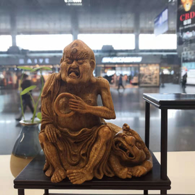 《伏虎》竹雕摆件 11.5*9.5