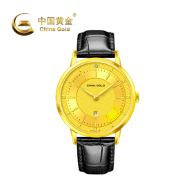 中国黄金 雅致系列足金皮带石英男士女士情侣手表