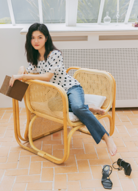 显瘦显腰线的法式波点上衣~