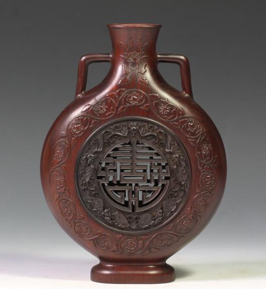 五福献寿°酸枝镶紫光檀大花瓶 商品图0